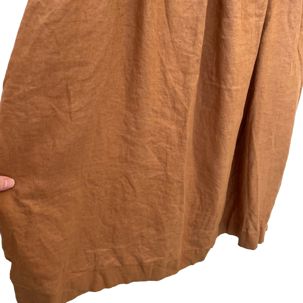 Everlane The Smocked Linen Mini Dress Rust Light Brown Sleeveless Relaxed Fit XL - Picture 9 of 11